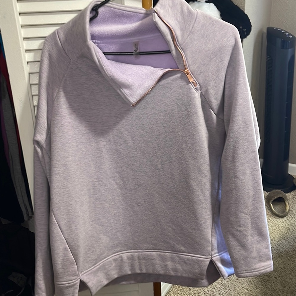 Light purple sweater. Super soft and warm. Mia Sport size XL with side zipper
